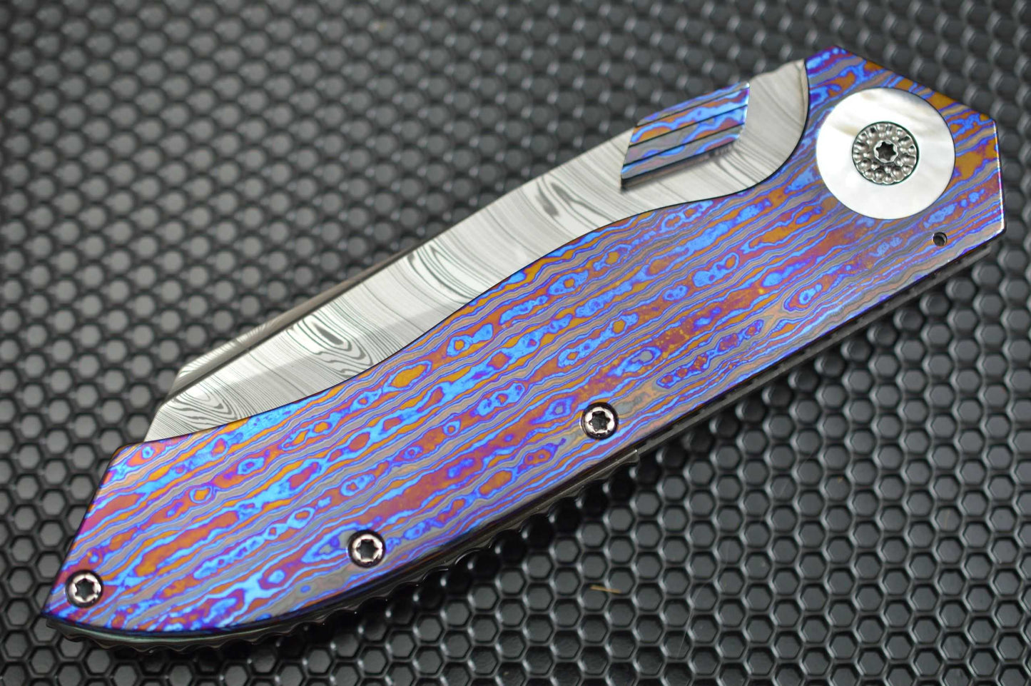 Tyler Turner Dress Damasteel DONK, Hyperdrive Black Timascus, Zirconium, MOP, 2018 ICCE (SOLD)