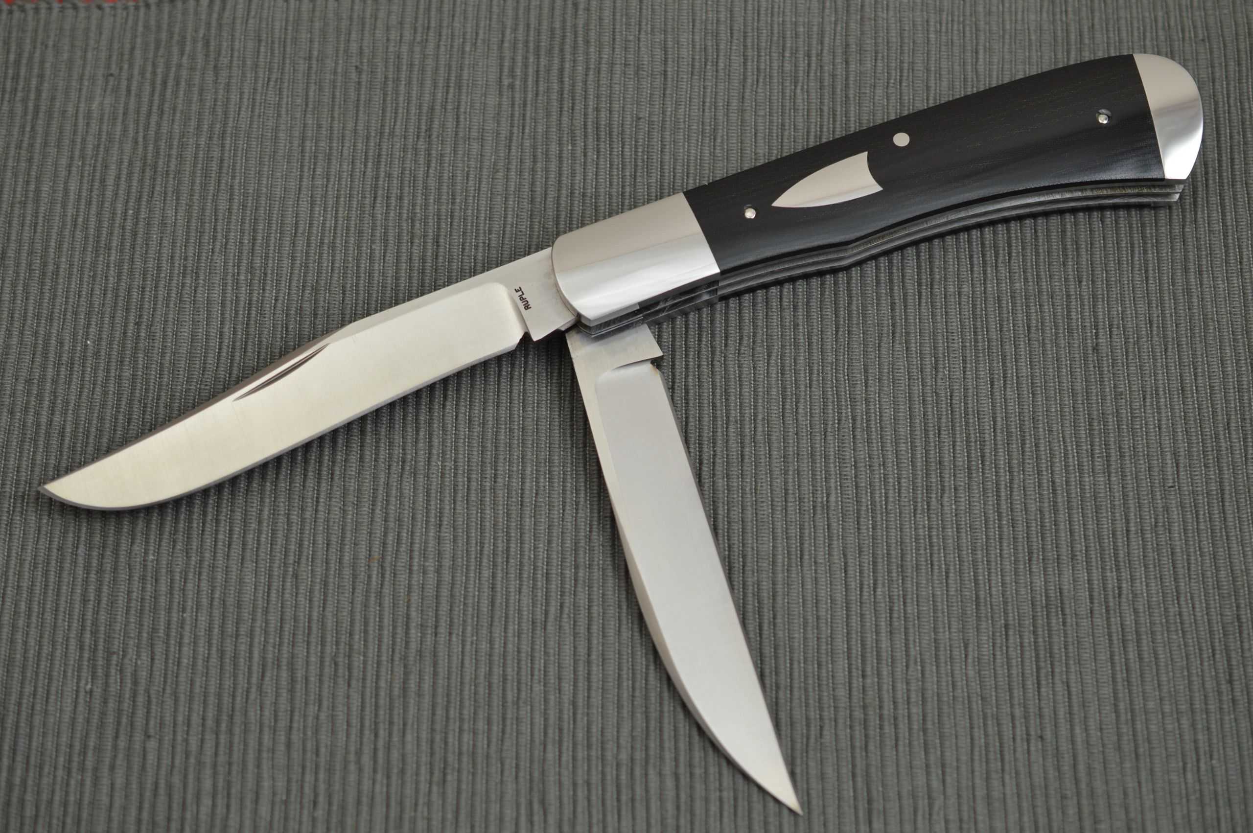 Bill Ruple Two-Blade, Double Bolstered, Black Canvas Micarta Wharnclif ...