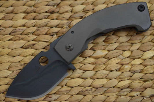 Crusader Forge APEX XL 0.25" Drop Point Blade, Phantom Finish, Bronze Stonewashed Titanium Frame (SOLD)