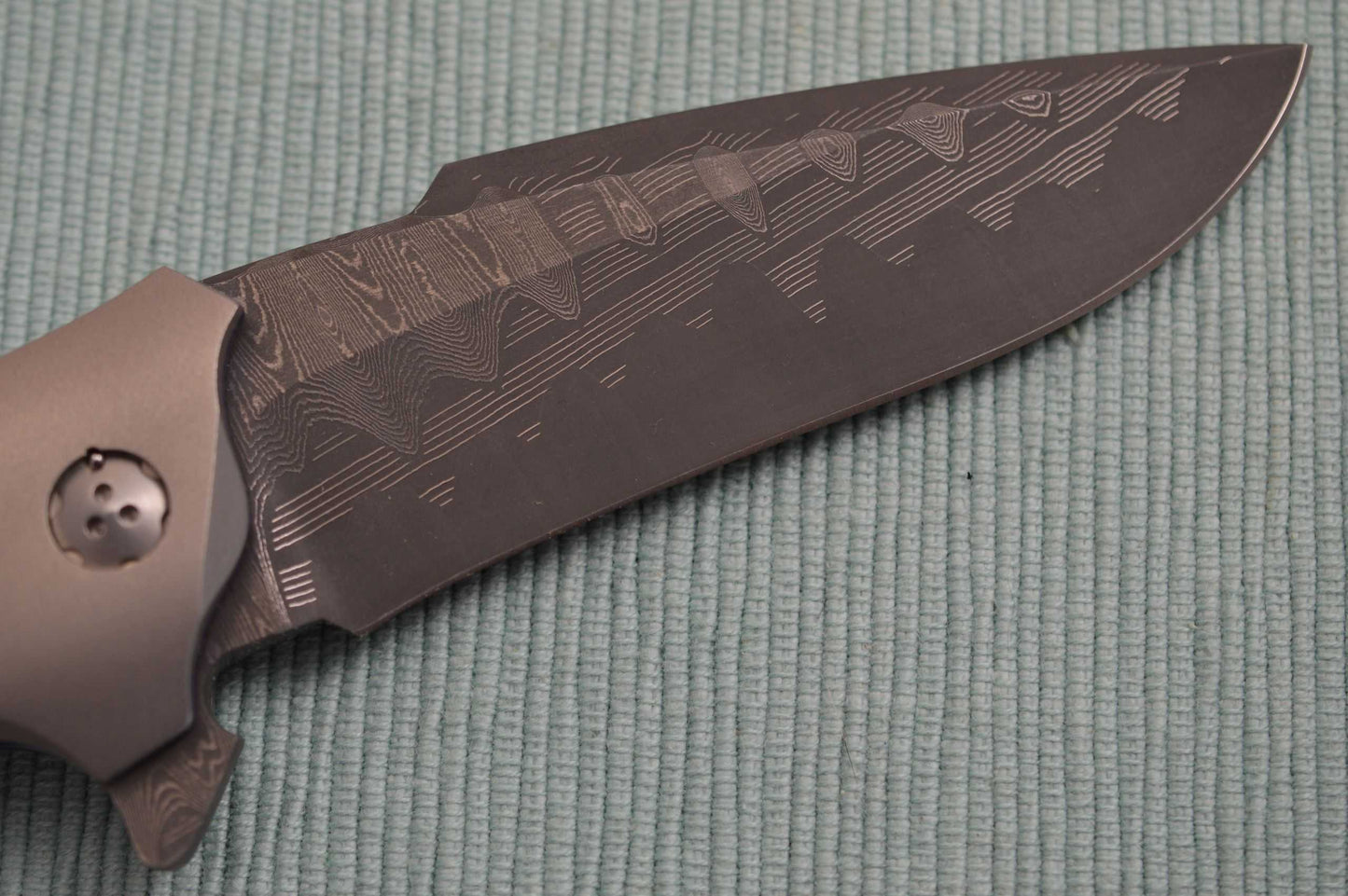 Allen Elishewitz Damascus E-Lock NECROMONGER Flipper Folding Knife (SOLD)