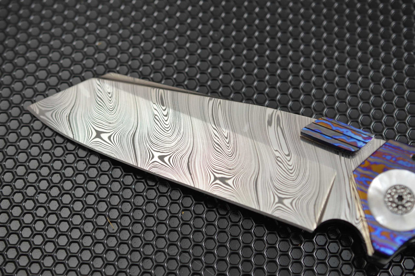 Tyler Turner Dress Damasteel DONK, Hyperdrive Black Timascus, Zirconium, MOP, 2018 ICCE (SOLD)