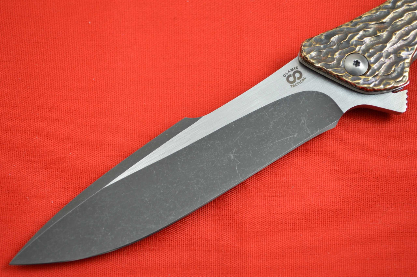 Olamic Cutlery Rainmaker, Bronze Scales with Molten Faux Bolster and Pocket Clip (SOLD)