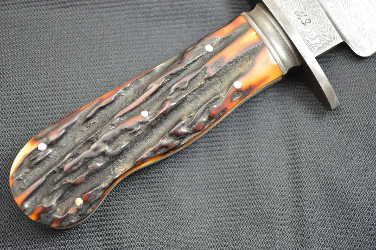 Harvey Dean, M.S. Old Southwest Bowie, Ladder Pattern Damascus, Stag (SOLD)