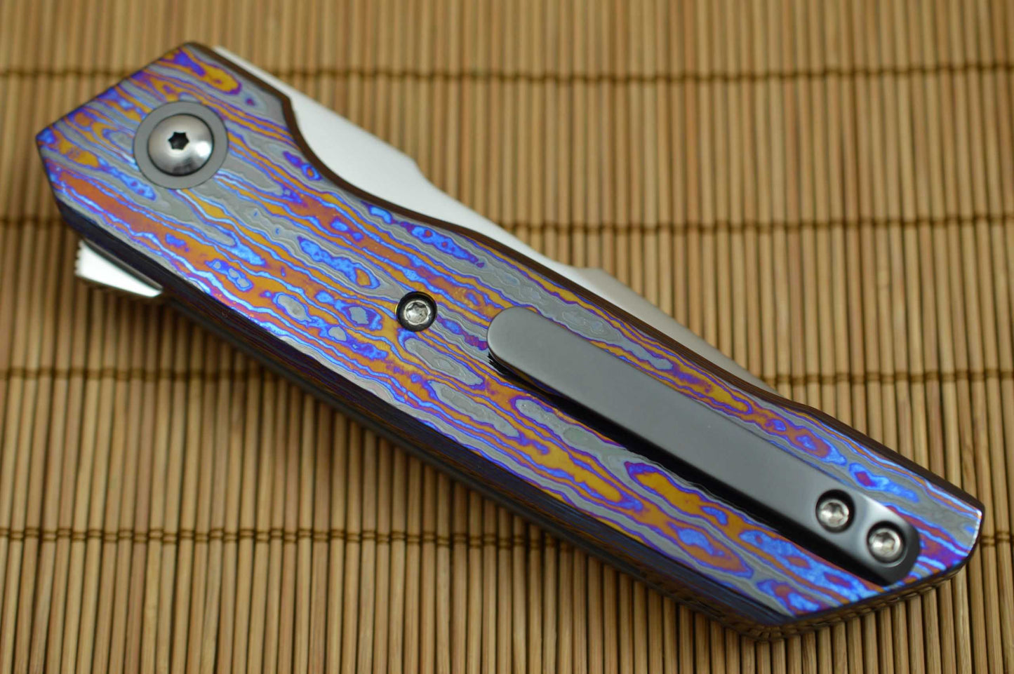 Chad Nell Custom "Hardline" Flipper, Hyperdrive Black Timascus Handle (SOLD)