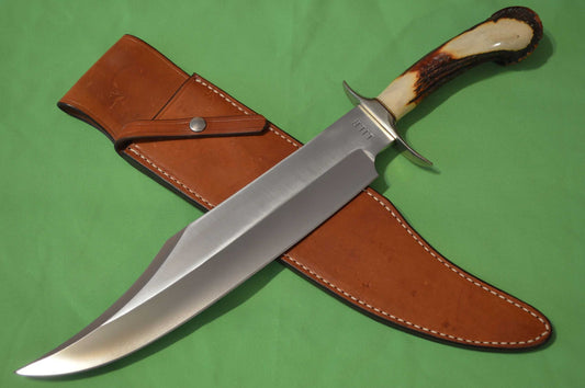 Vintage Jimmy Lile No Dot Massive Crown Stag Bowie Knife (SOLD)