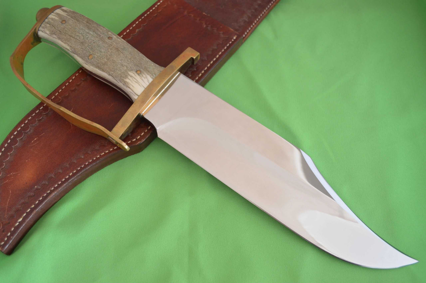 Vintage Buck Custom Shop U.S.A., D-Guard Bowie Knife, Leather Sheath (SOLD)