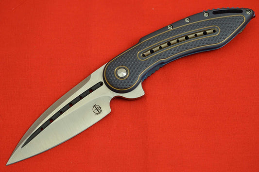 Todd Begg Deluxe Blue and Gold Glimpse 5.5, Semi-Custom, Frame-Lock Flipper (SOLD)