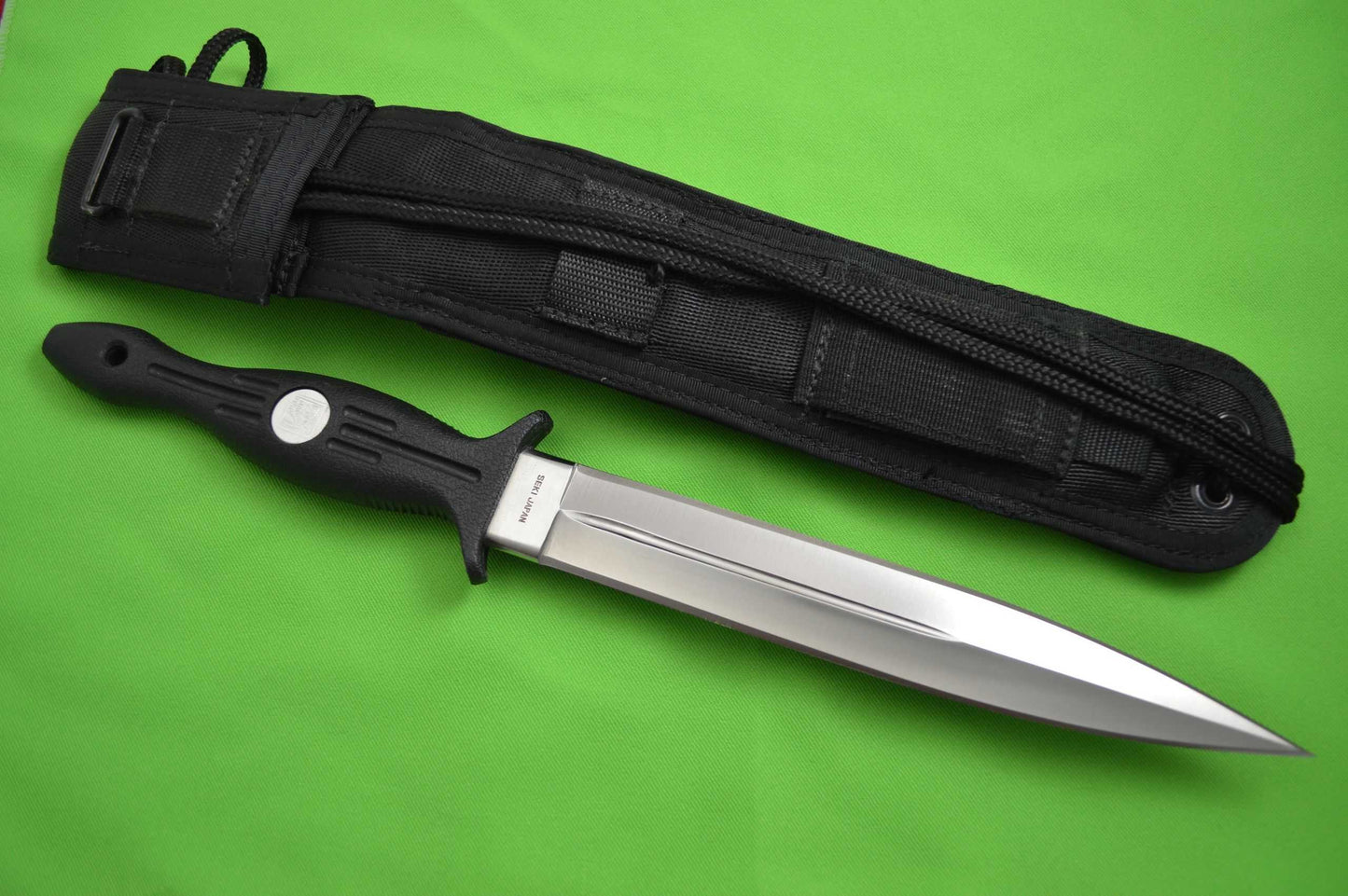 Al Mar 1990s Seki Japan Large (7.75" Blade) Shadow Dagger, Nylon Sheath (SOLD)