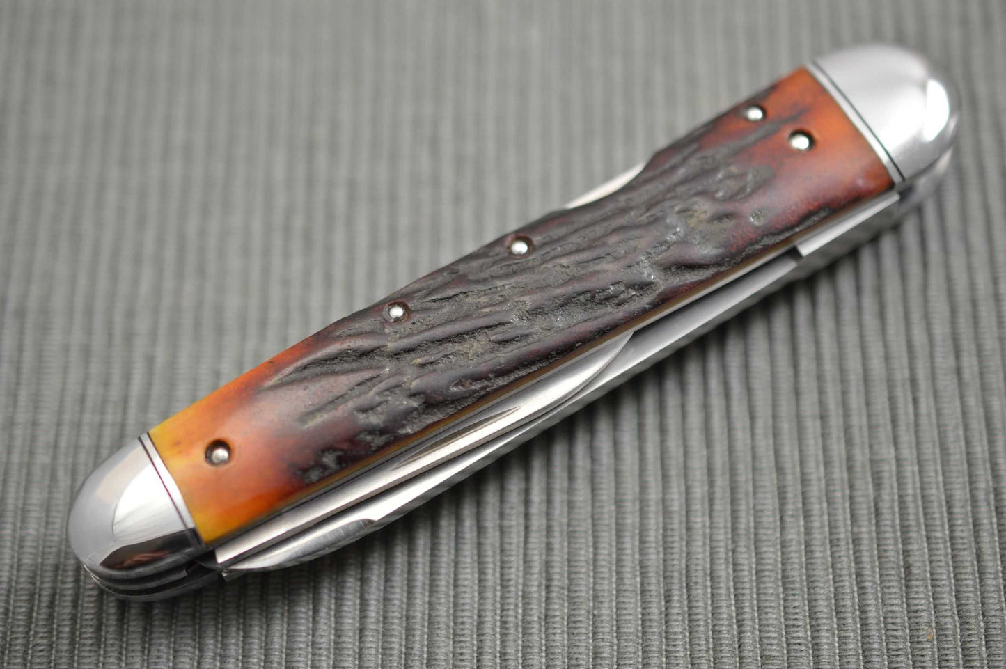 Toby Hill 3-Blade Amber Stag Lock-Back Whittler (SOLD)