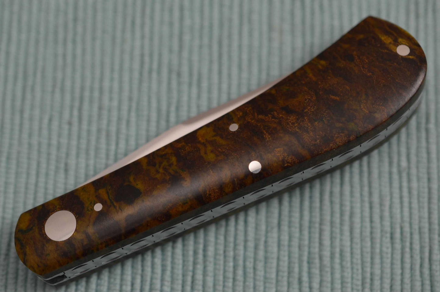 Luke Swenson Rag Micarta Shadow Pattern Trapper, Blade Show 2018 (SOLD)