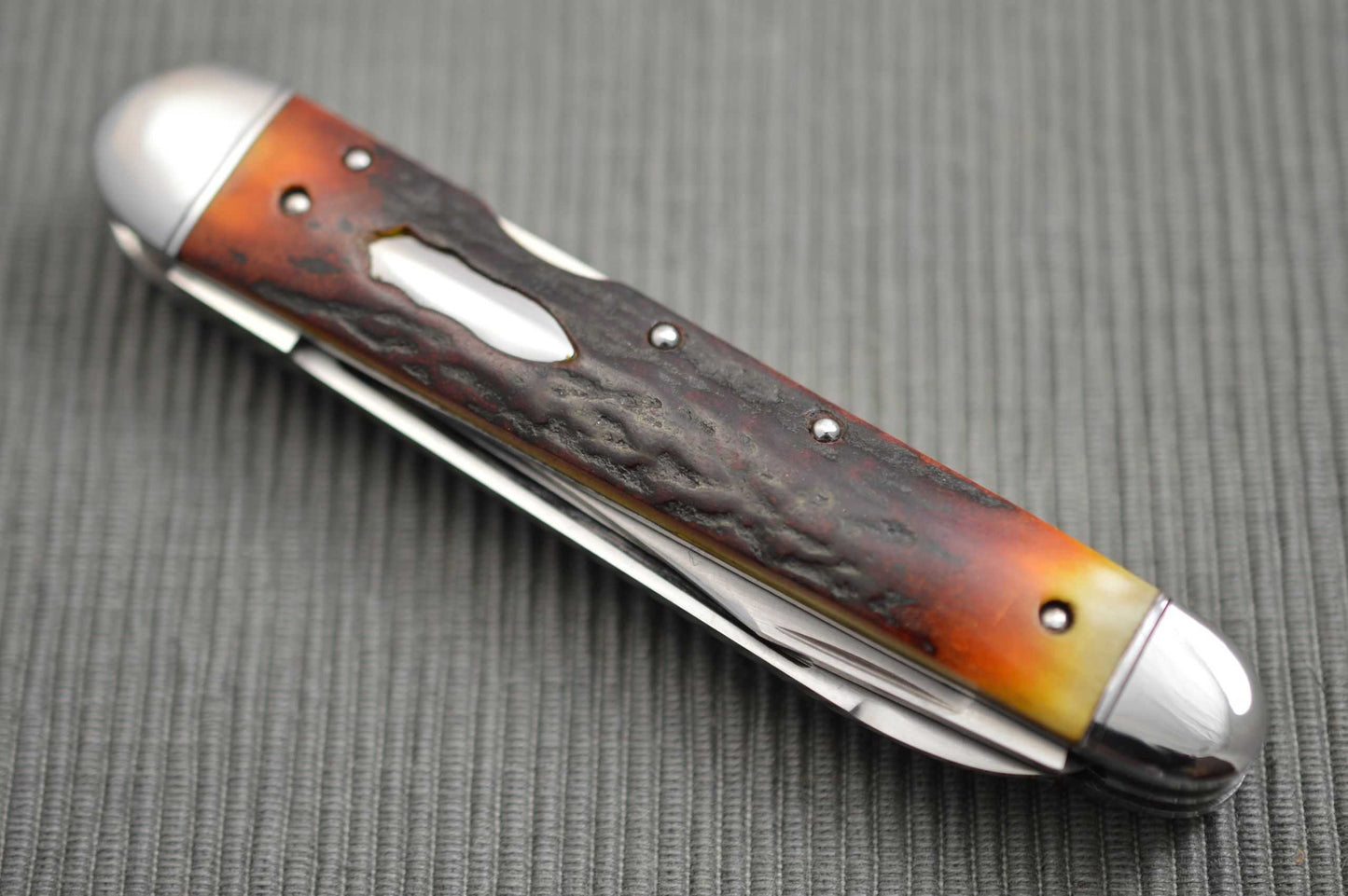 Toby Hill 3-Blade Amber Stag Lock-Back Whittler (SOLD)