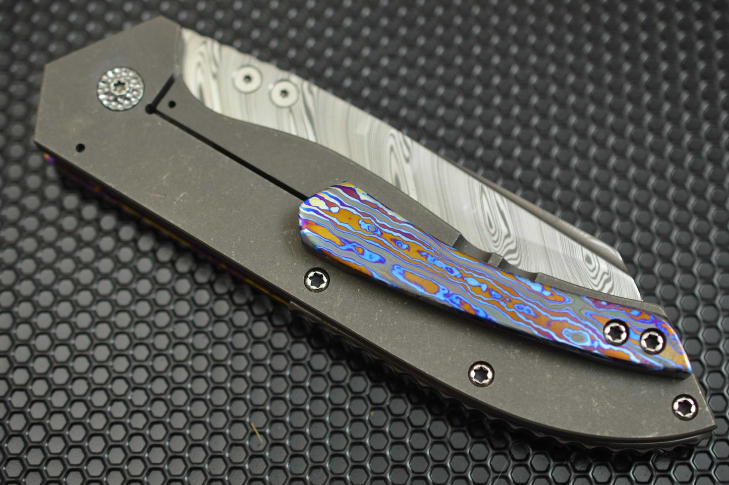 Tyler Turner Dress Damasteel DONK, Hyperdrive Black Timascus, Zirconium, MOP, 2018 ICCE (SOLD)