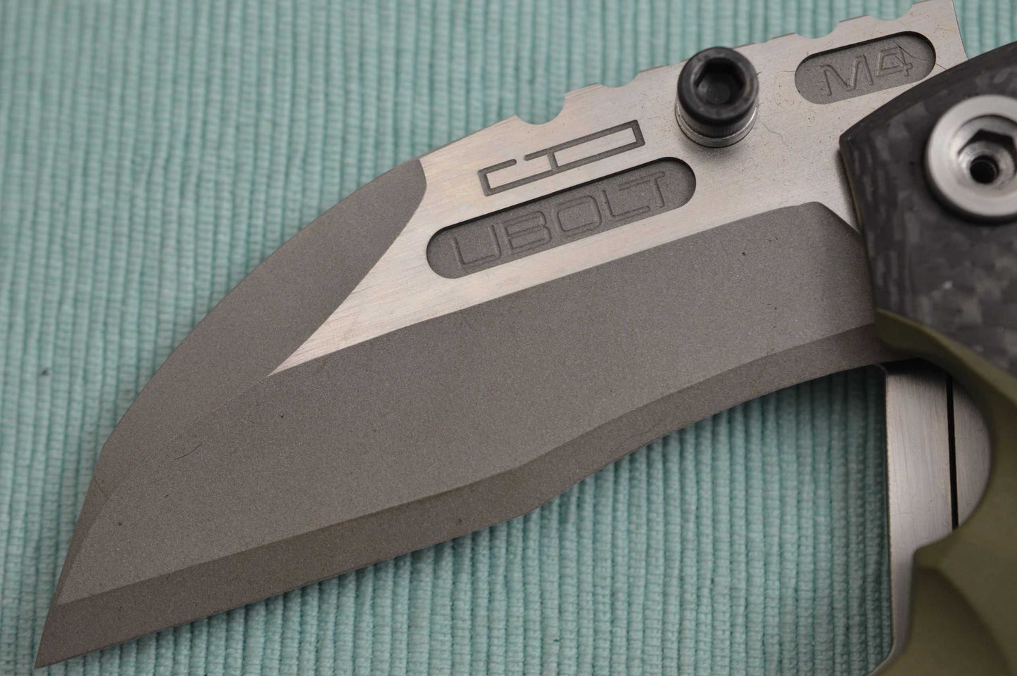 Dwaine Carrillo PROTOTYPE, No. 0, Button-Lock Cobra M4 Carbon Fiber, OD Green G10 (SOLD)