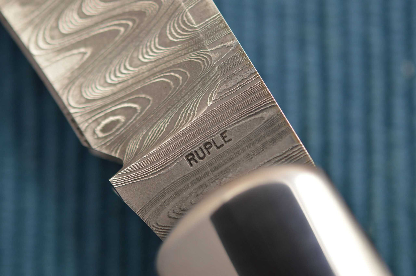 Bill Ruple Stag Two-Blade Devin Thomas Damascus Trapper, File-Worked Liners (SOLD)