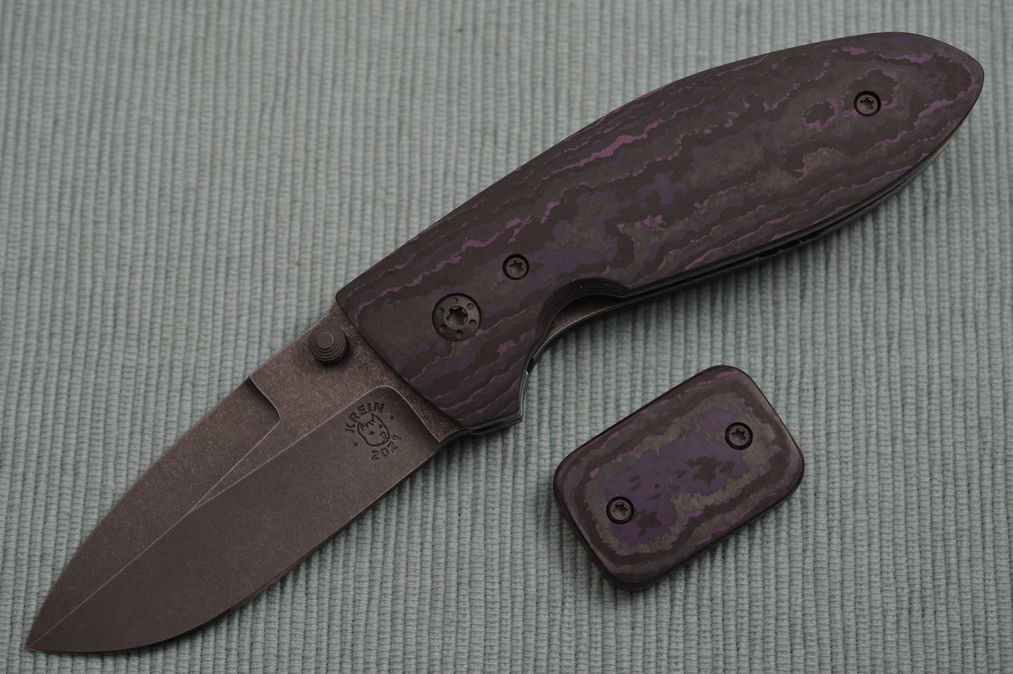 Tom Krein Purple Fat Carbon Liner-Lock ALPHA + Ben Krein Fusion Worry Stone (SOLD)