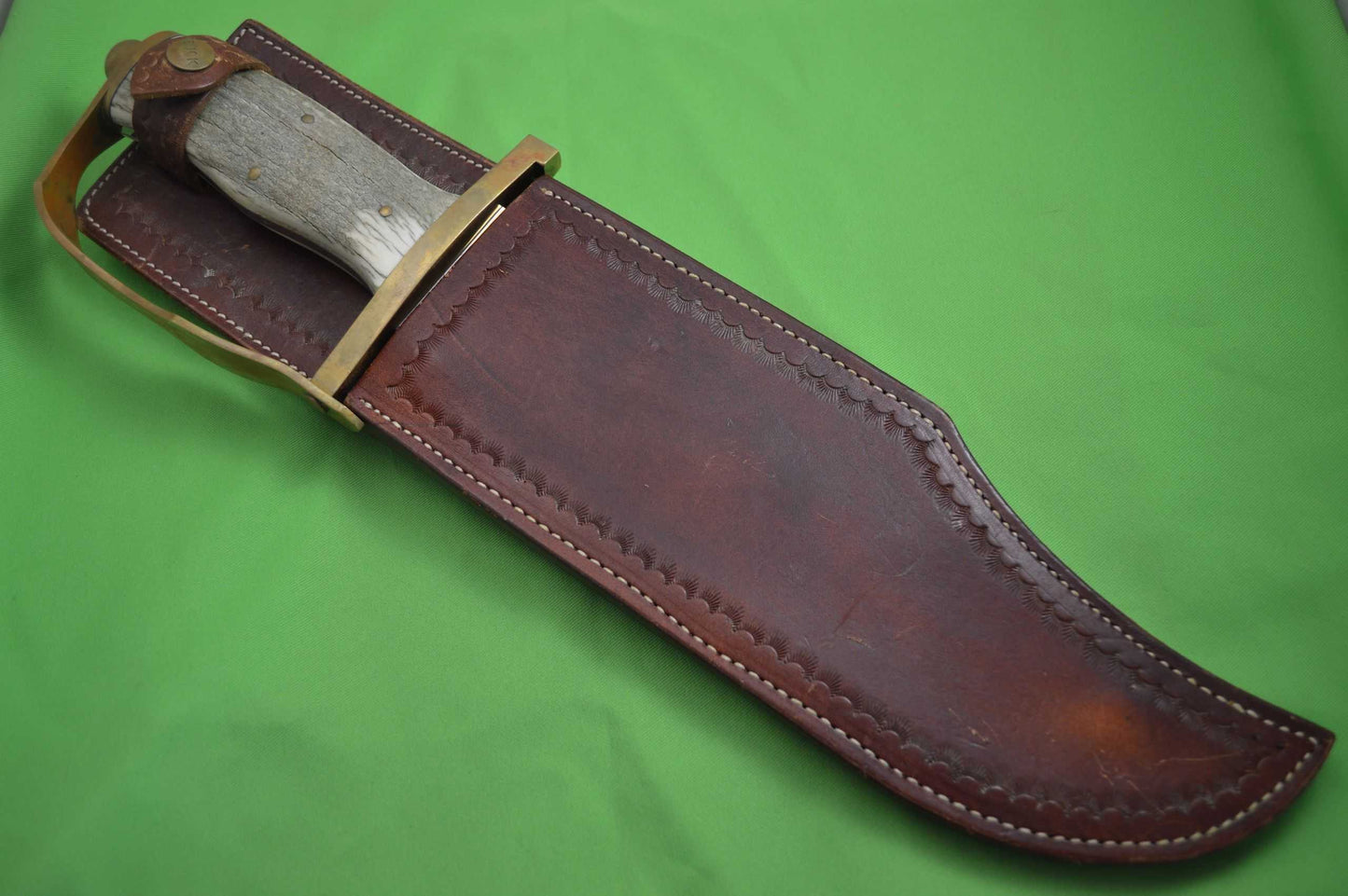 Vintage Buck Custom Shop U.S.A., D-Guard Bowie Knife, Leather Sheath (SOLD)