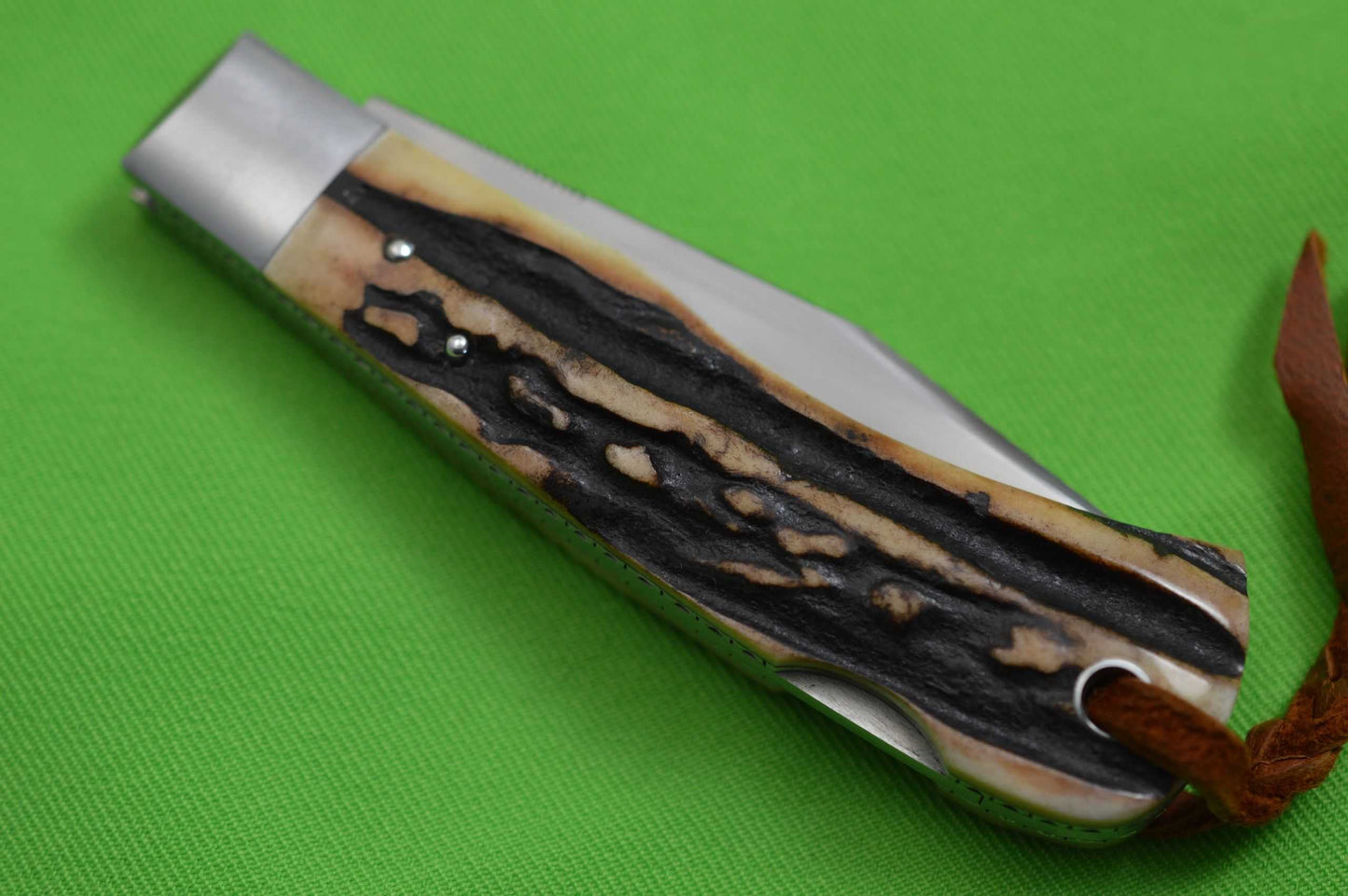 Toby Hill Lock-Back Trapper, Stag Scales, File-Worked Liners (SOLD)