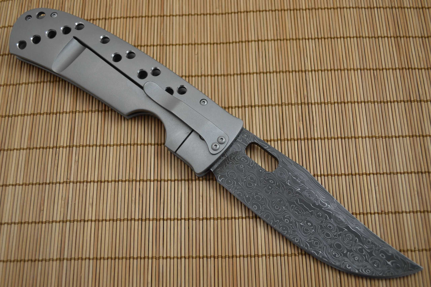 Tom Mayo 25th Anniversary Damascus Blade, Frame-Lock Folder (SOLD)