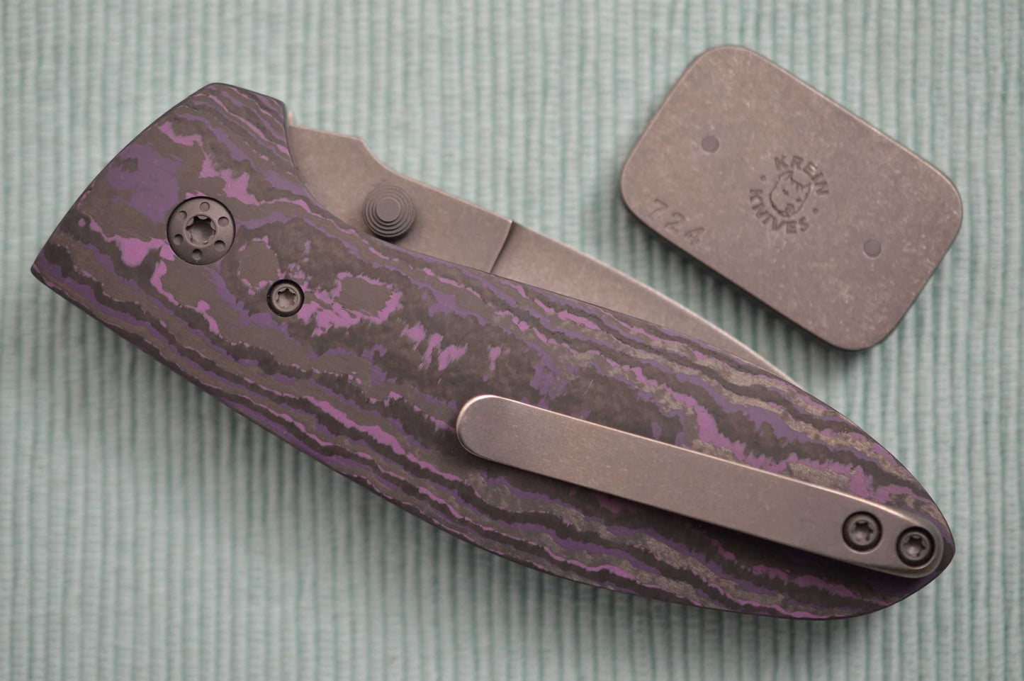 Tom Krein Purple Fat Carbon Liner-Lock ALPHA + Ben Krein Fusion Worry Stone (SOLD)