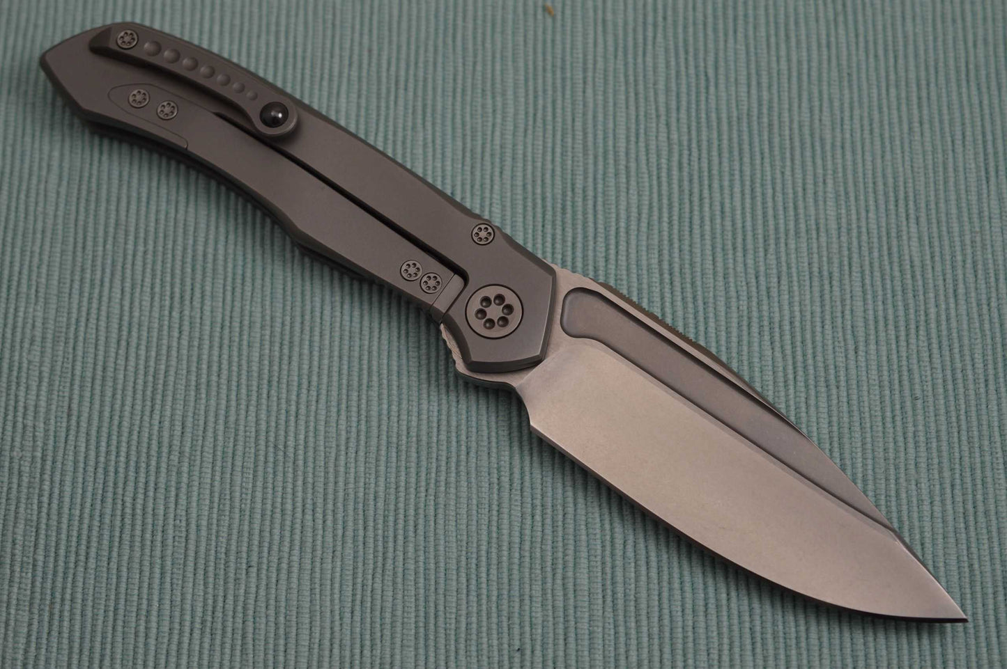 Anthony Marfione Custom Knives ANAX, Stonewashed Elmax, 6AL-4V Integral Titanium Frame (SOLD)