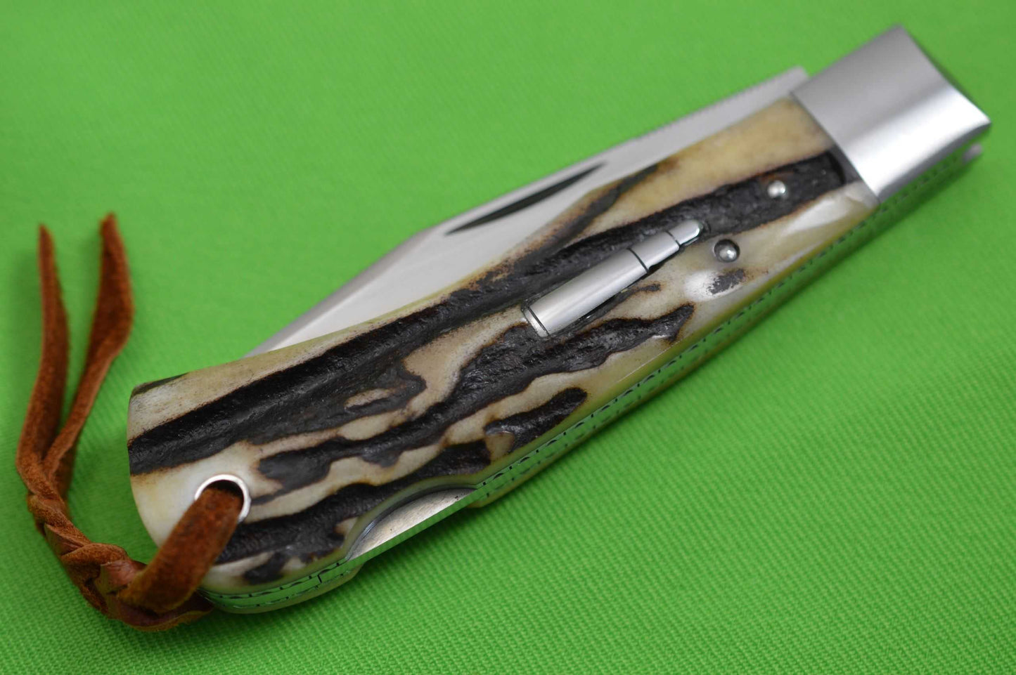 Toby Hill Lock-Back Trapper, Stag Scales, File-Worked Liners (SOLD)