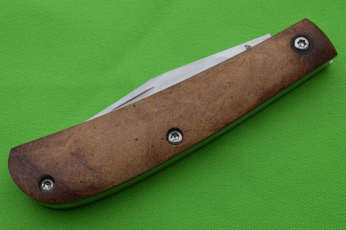 Georgi Menchev Slip-Joint Trapper Knife, RWL34, Rag Micarta Scales, Leather Sheath (SOLD)