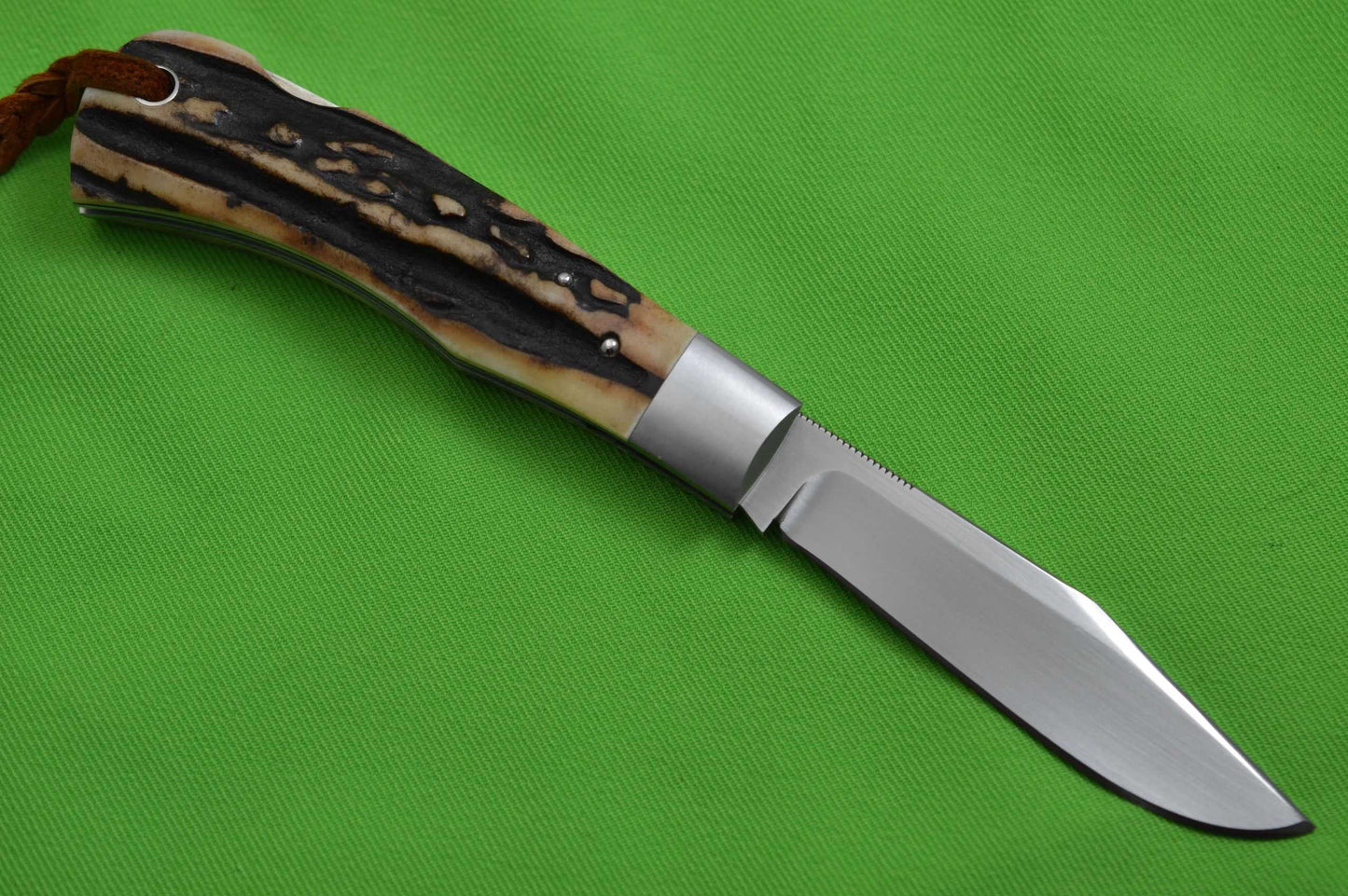 Toby Hill Lock-Back Trapper, Stag Scales, File-Worked Liners (SOLD)