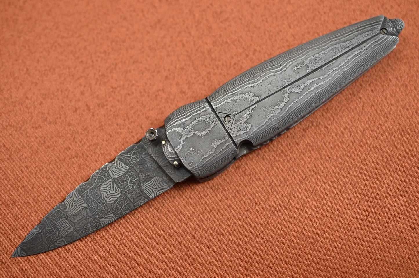 Al Dippold "The Scarab", Damascus Liner-Lock Folder, One-of-a-Kind! (SOLD)