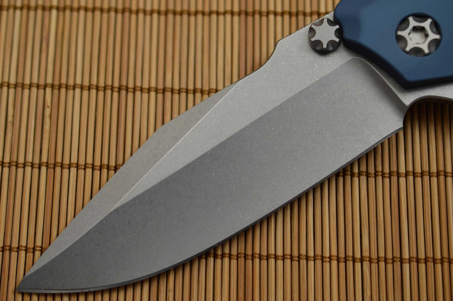 Heretic Knives, Marfione WRAITH, Stonewashed CPM-154, Blue Handle (SOLD)