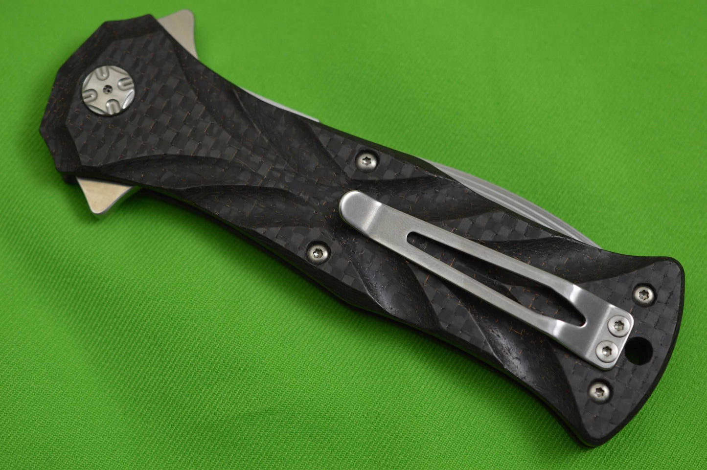 Brian Tighe "Twist Tighe" Bronze Lightning Strike Carbon Fiber, Button Lock Flipper (SOLD)