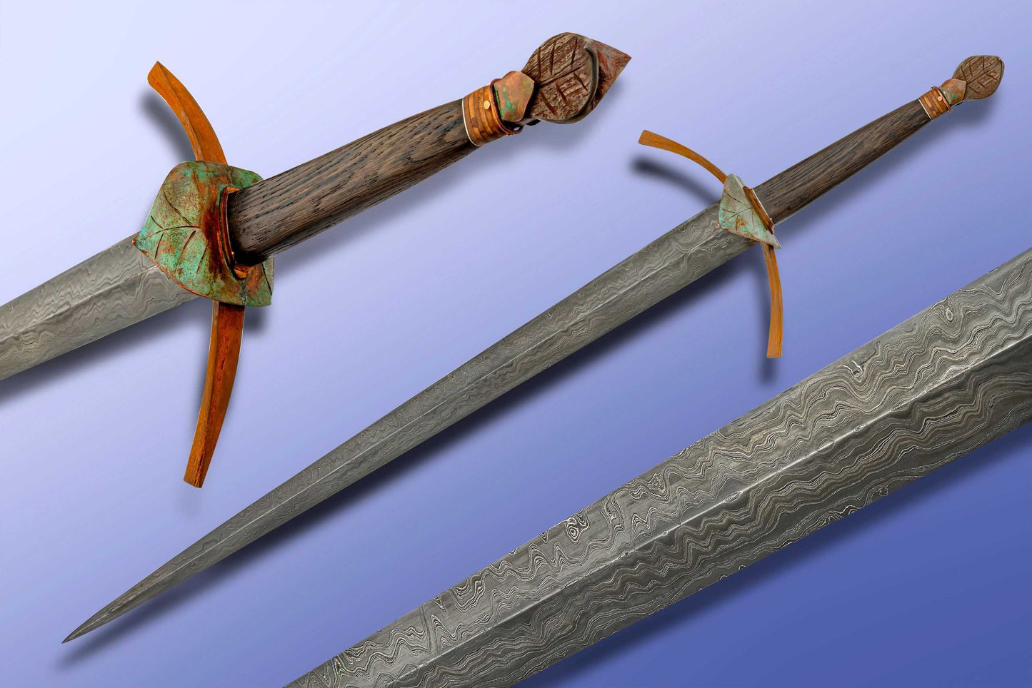 Scott Roush "The Gift Of The Ghillie Dhu" Damascus Sword, Wood Scabbard