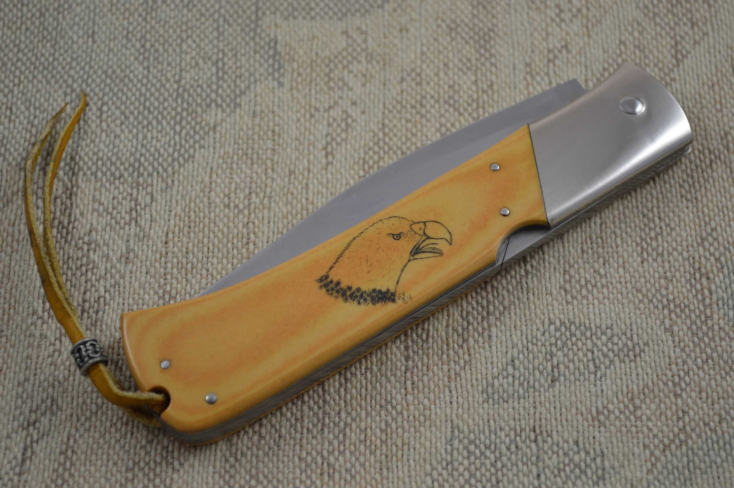 Wayne Valachovic Master Smith Large Scrimshawed Lock Back Folding Hunter (SOLD)