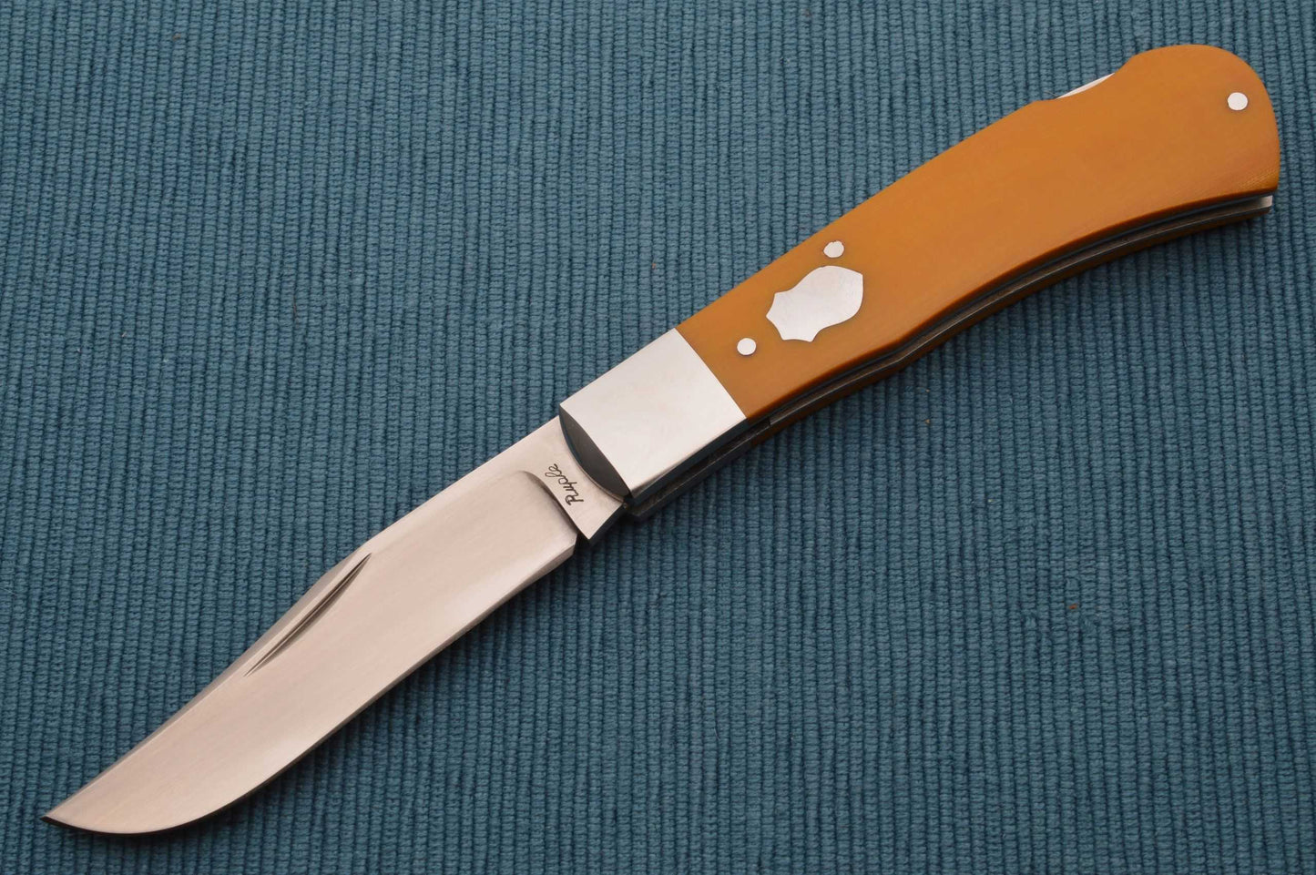 Bill Ruple Lock-Back Trapper, Vintage Butterscotch Micarta, Folding Knife