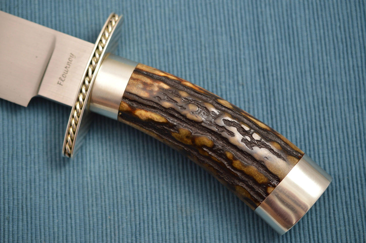 Joe Flournoy M.S. Stag Handle Bowie, Sterling Silver Fittings