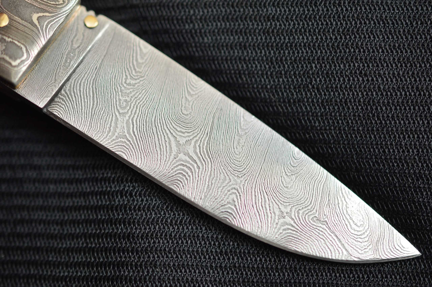 Barry Davis Sole Authorship Blacklip Pearl & Damascus Lock-Back, 14K Gold Bale & Toothpick