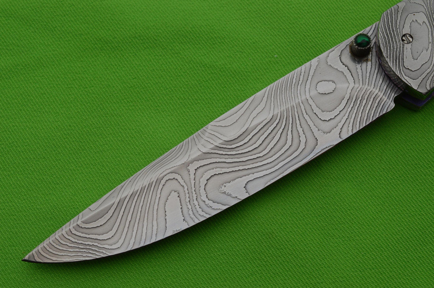 Thomas Vallotton Persian Damascus and Fossil Bolster Release D/A Liner-Lock Folding Knife