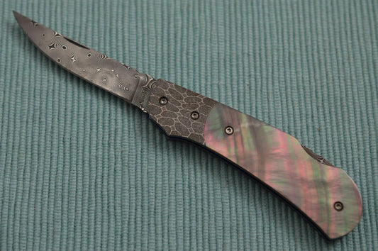 Ralph Turnbull Raindrop Damascus, Black Lip Pearl, Lock-Back Folder (SOLD)