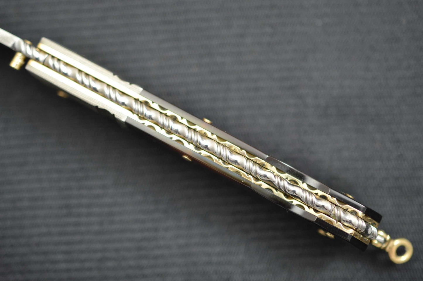 Barry Davis Sole Authorship Blacklip Pearl & Damascus Lock-Back, 14K Gold Bale & Toothpick