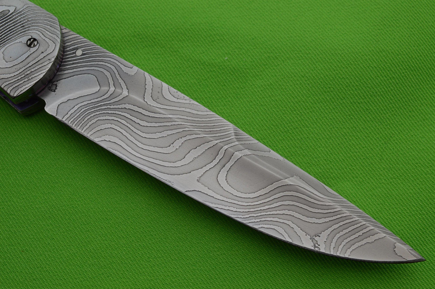 Thomas Vallotton Persian Damascus and Fossil Bolster Release D/A Liner-Lock Folding Knife