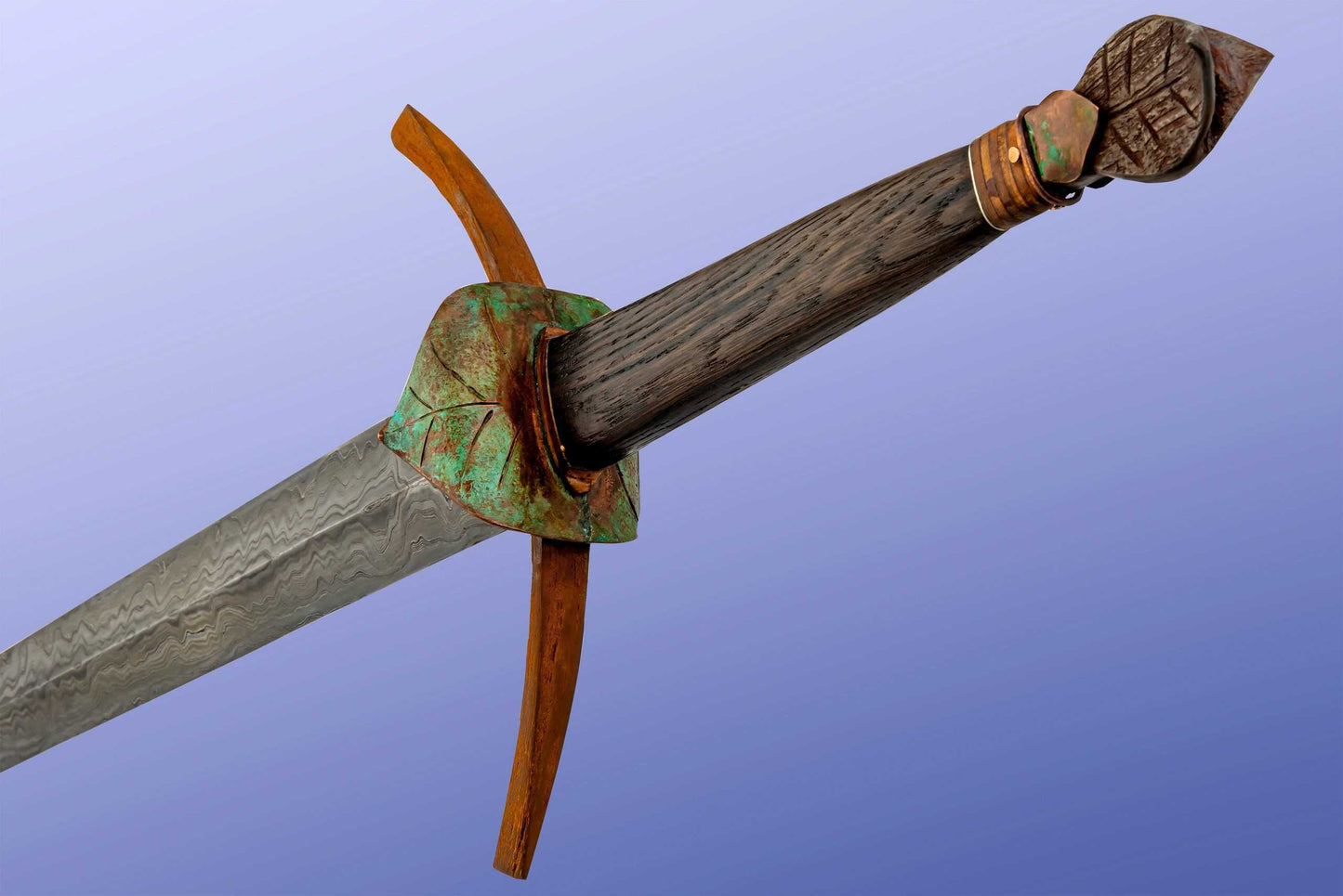 Scott Roush "The Gift Of The Ghillie Dhu" Damascus Sword, Wood Scabbard