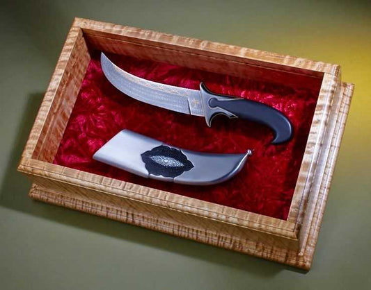 John Horrigan, M.S. Turkish Twist Damascus, 24K Gold Persian Fighter (SOLD)