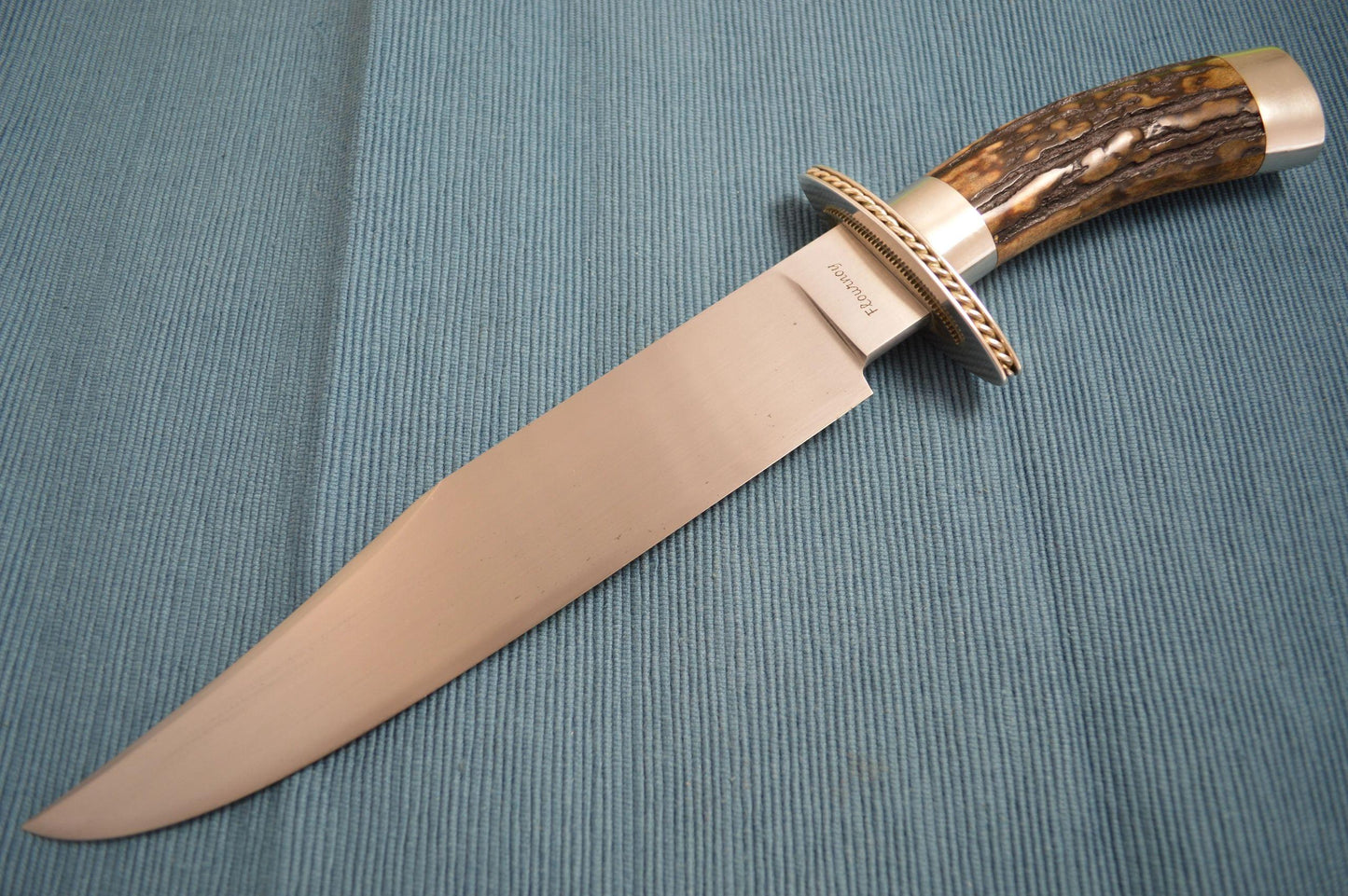 Joe Flournoy M.S. Stag Handle Bowie, Sterling Silver Fittings