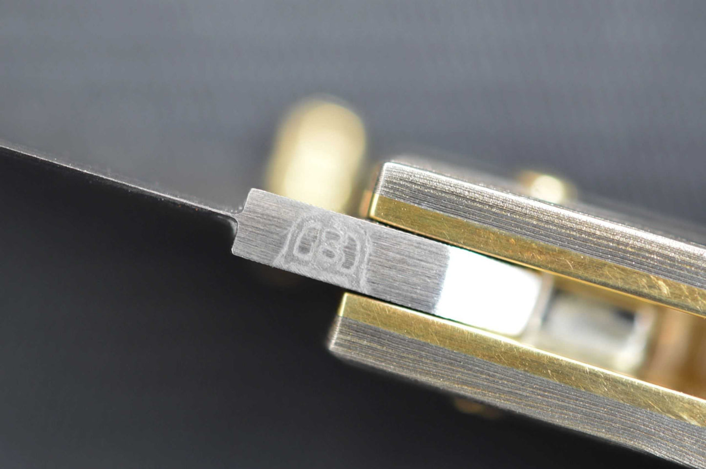 Barry Davis Sole Authorship Blacklip Pearl & Damascus Lock-Back, 14K Gold Bale & Toothpick