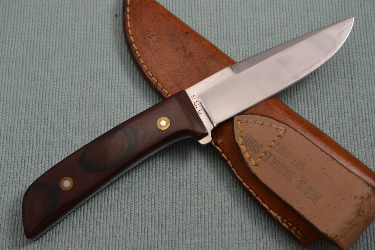 Chubby Hueske Fixed Blade Hunting Knife, Leather Sheath