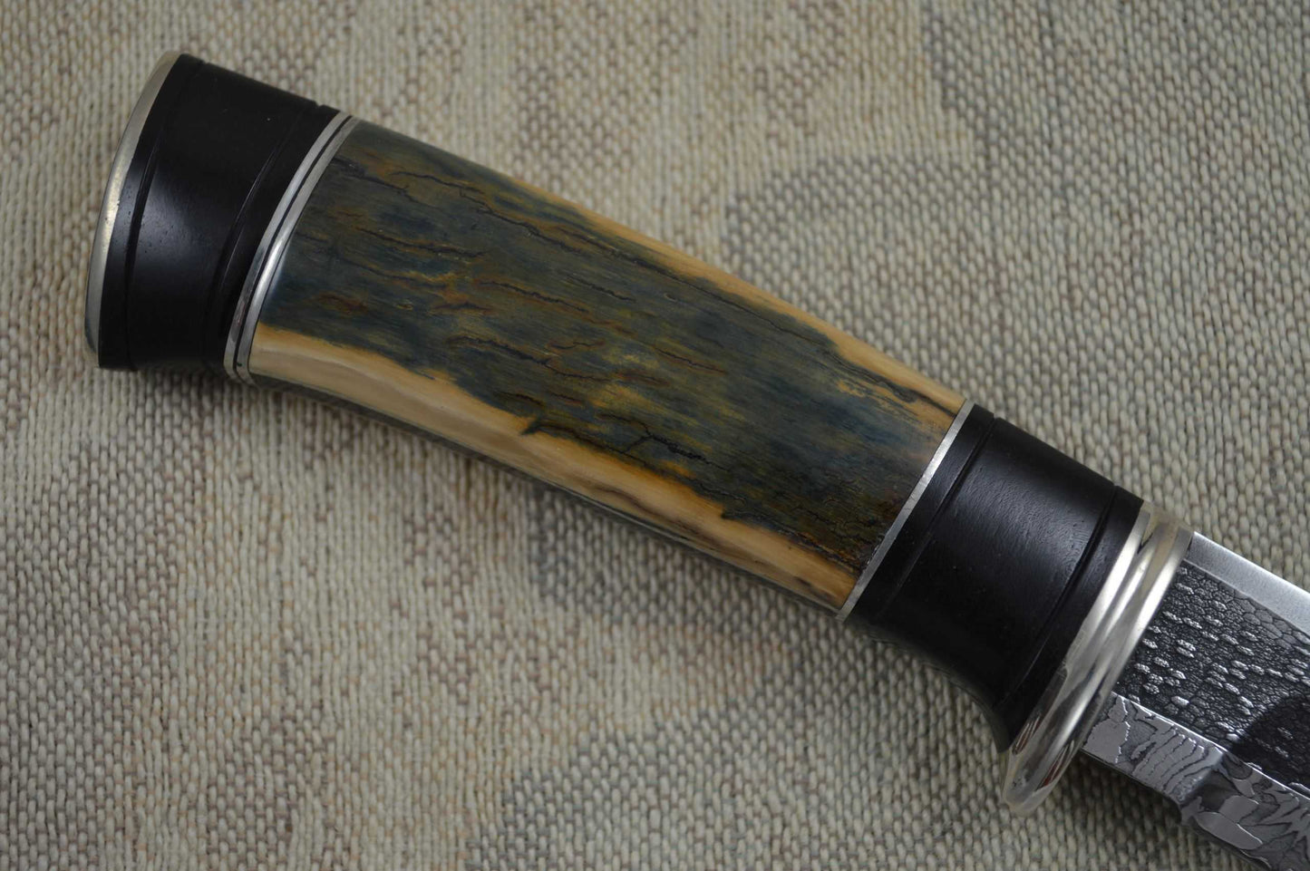 Roger Bergh Fossilized Handle and Damascus Hunting Knife (SOLD)