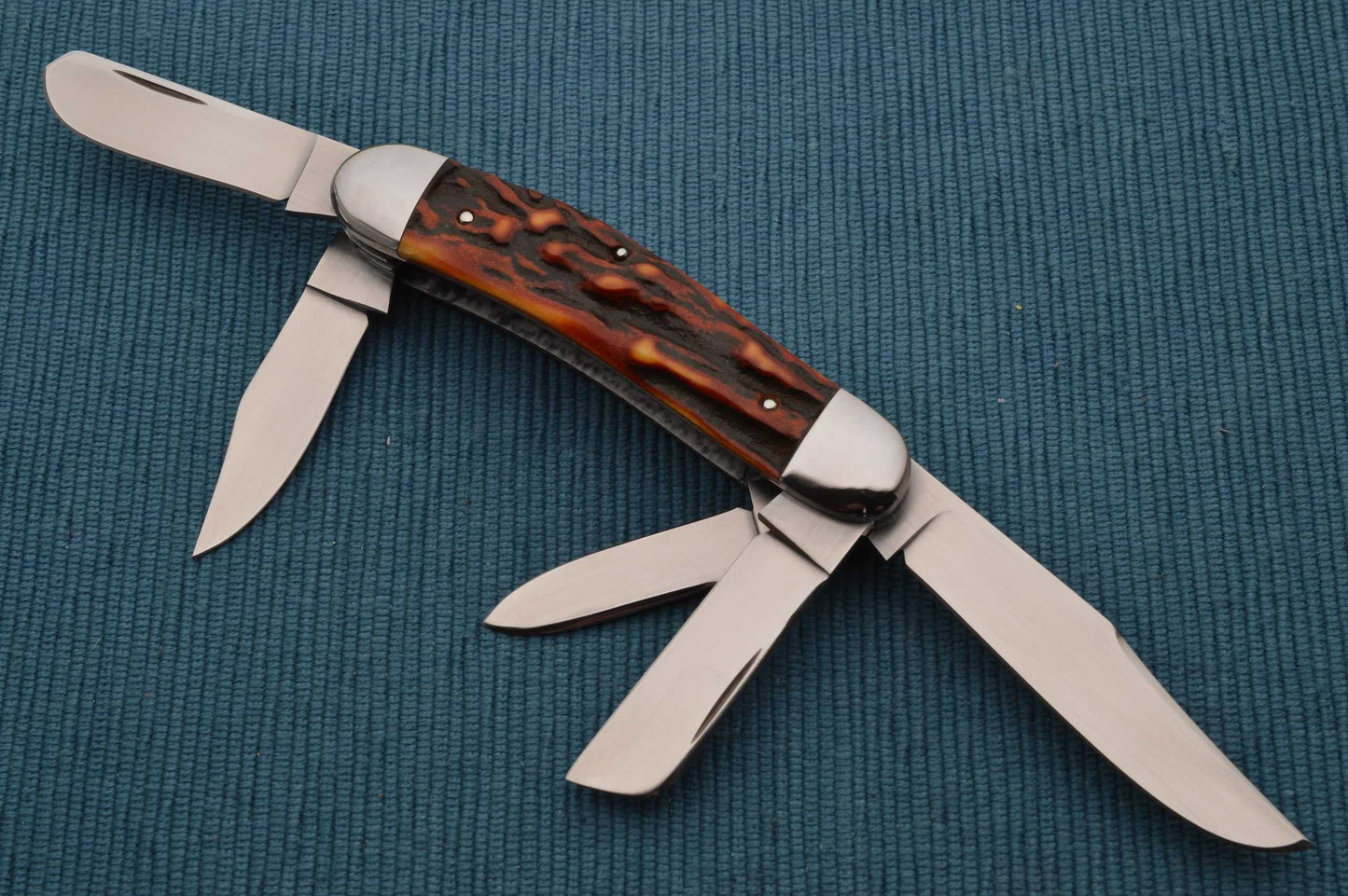 Toby Hill Stag 5-Blade Sowbelly, Slip-Joint Folding Knife