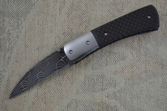 Mike Dilluvio Carbon Fiber Damascus Folder (SOLD)