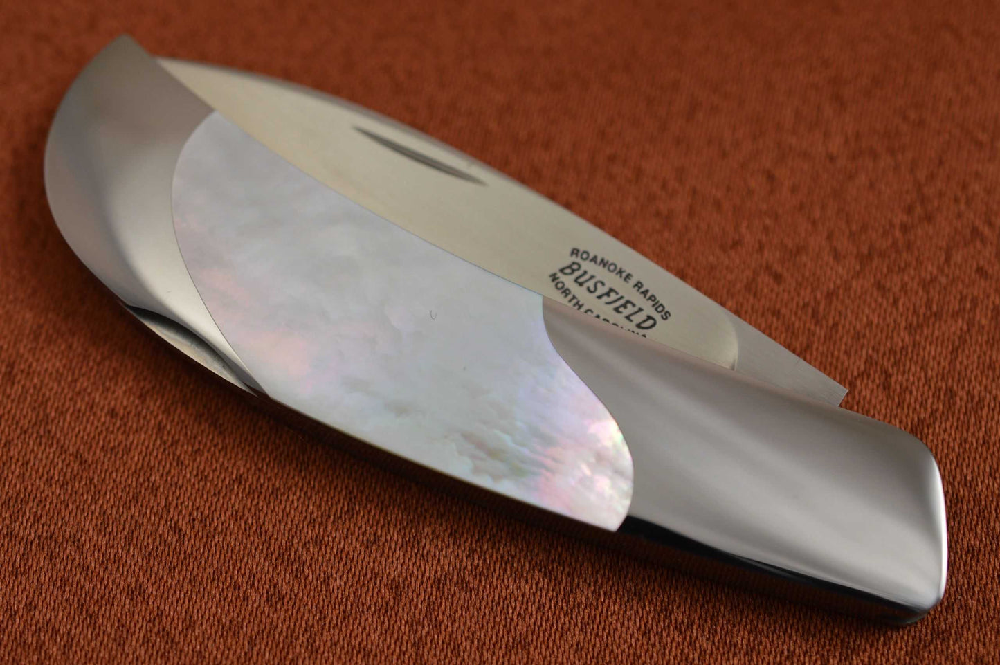 Jack Busfield Mother of Pearl Lock-Back Wharncliffe Folder