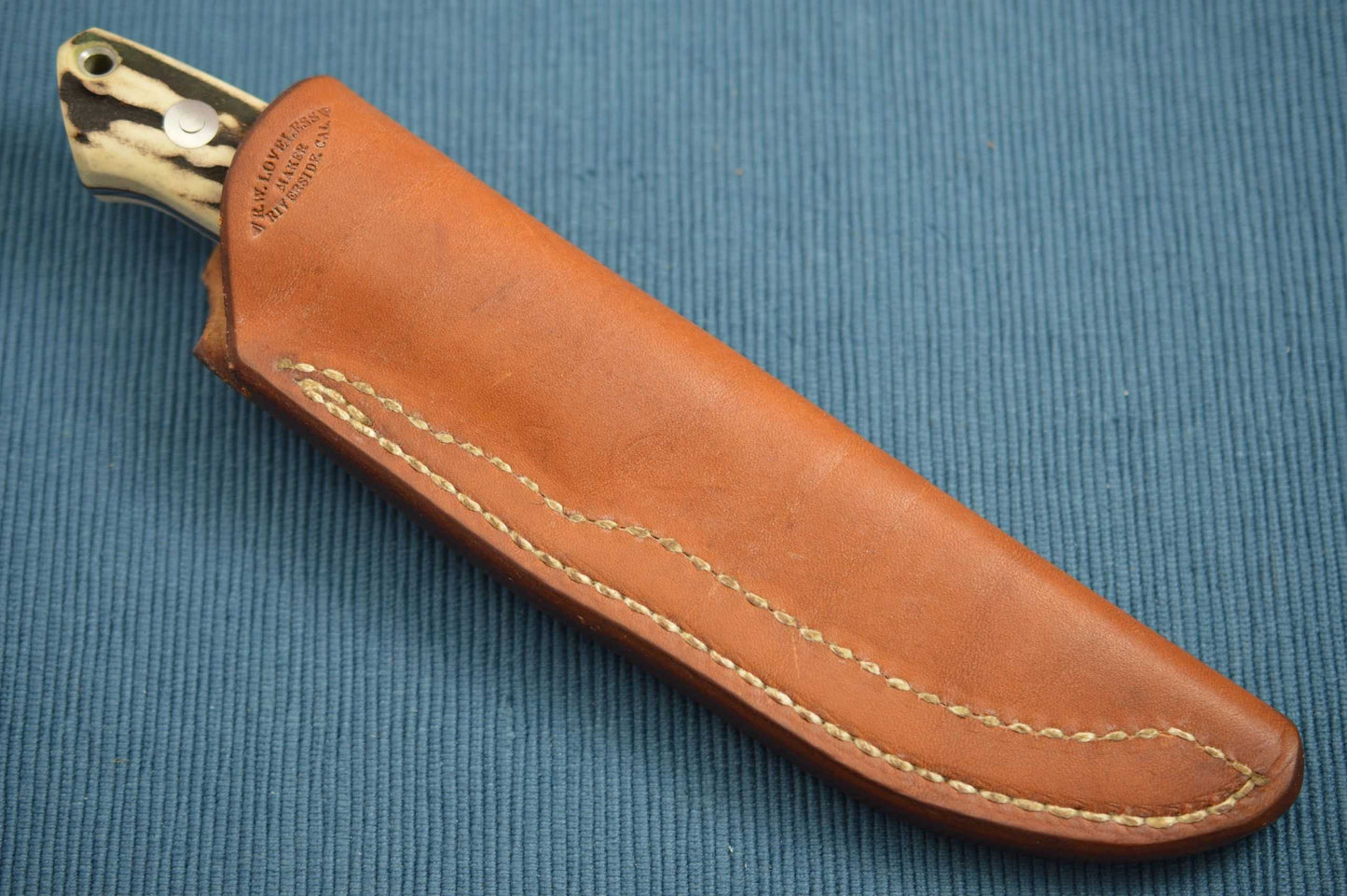 Bob Loveless Stag Hunting Knife #435, Riverside Calif., Leather Sheath (SOLD)