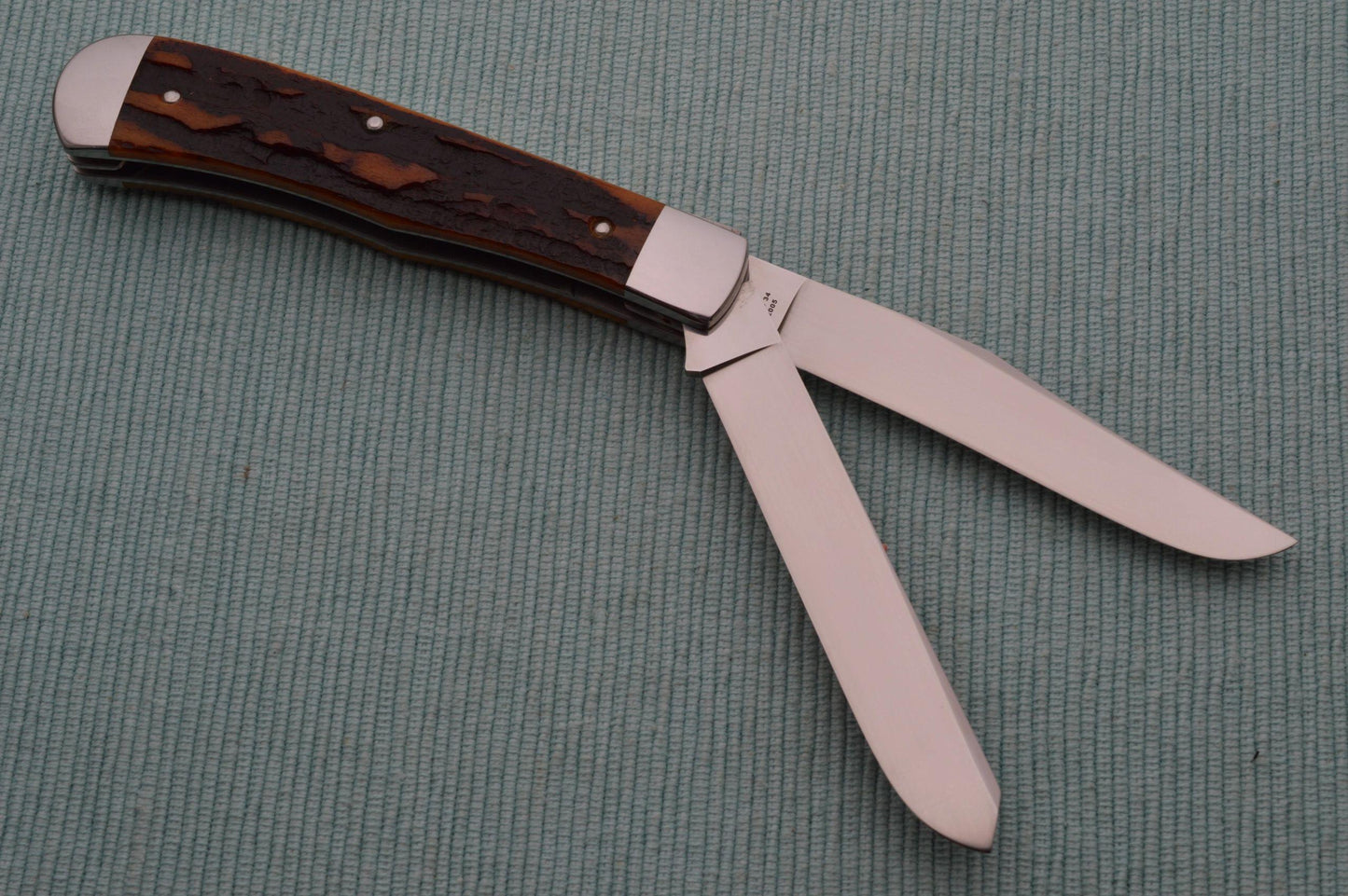 Terry Davis Two-Blade Stag Trapper, Slip-Joint Folding Knife